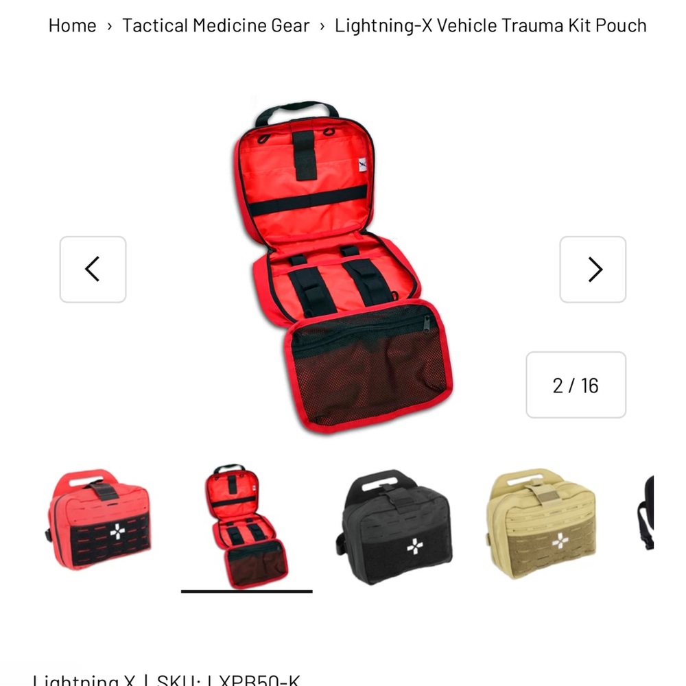 Lightning X Vehicle Trauma Kit Pouch (Red and Black) - Picture 2 of 2